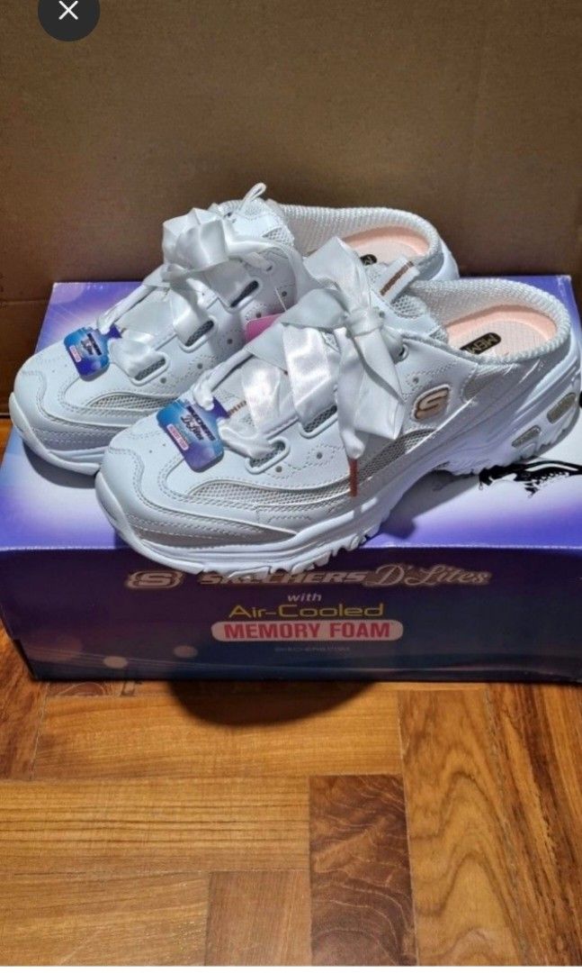 White skechers slip on shoes outlet