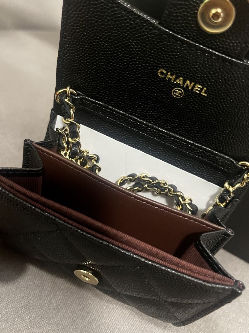 chanel classic card holder caviar gold