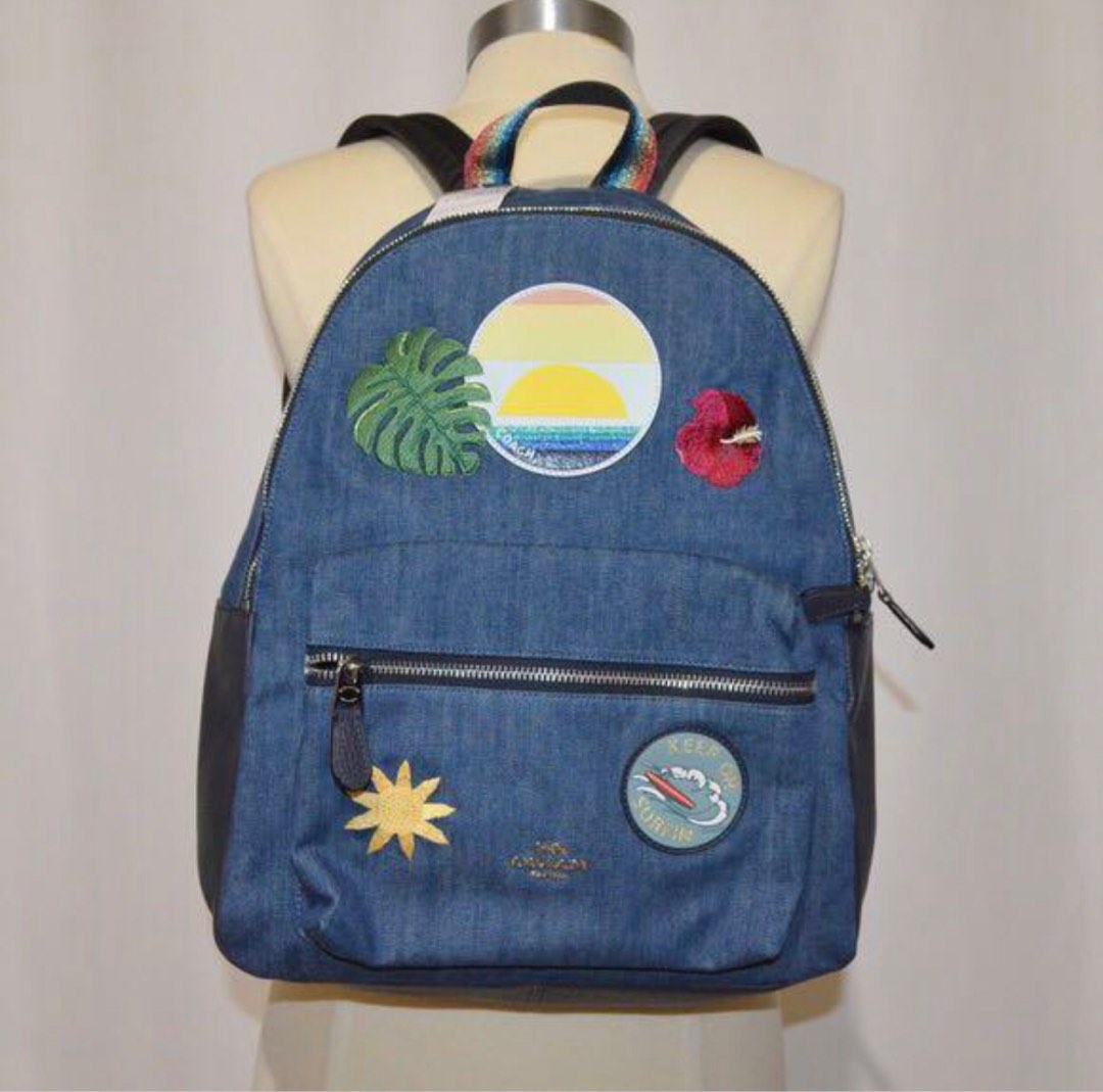 Coach denim backpack best sale