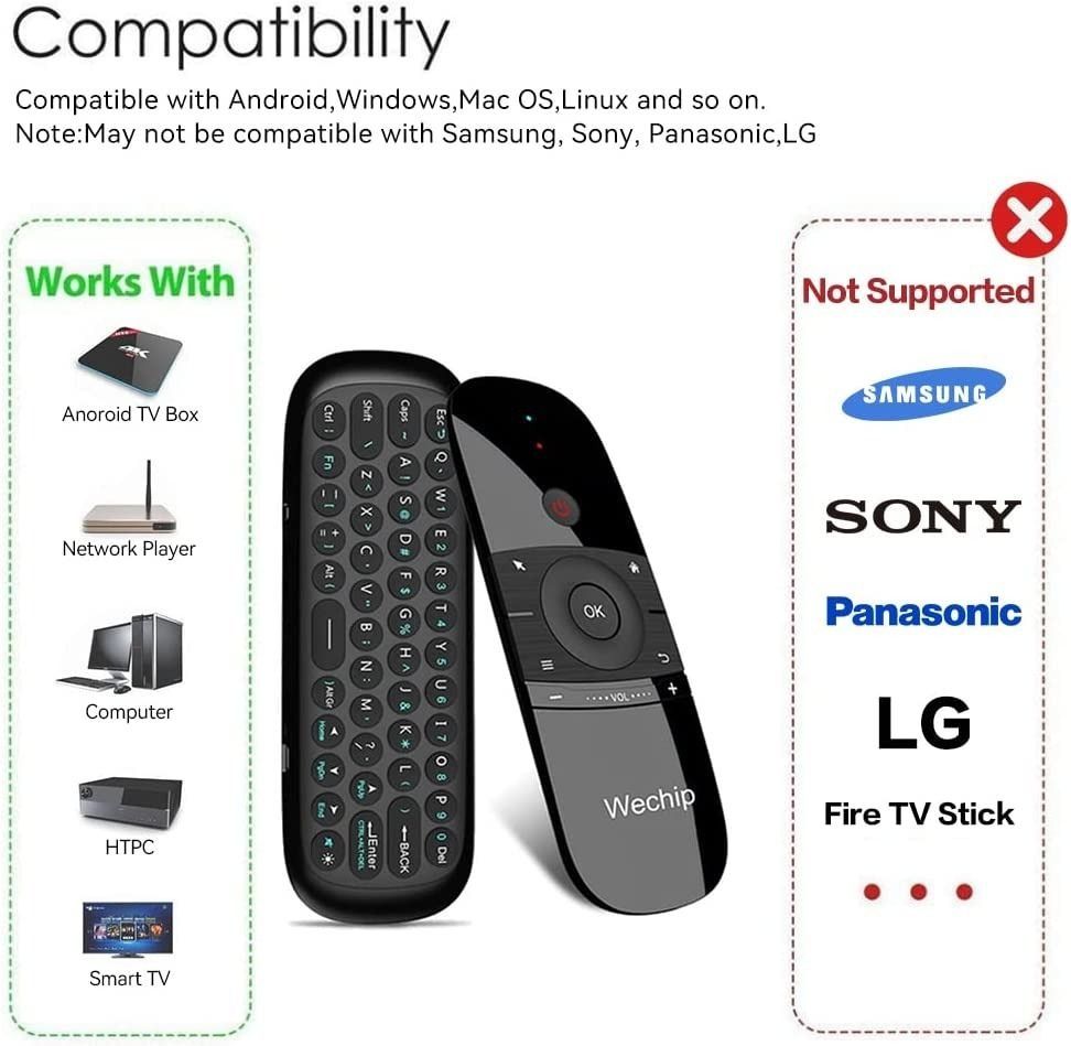 [C4471] W1 Universal TV Remote Air Mouse, Wireless Keyboard Fly Mouse 2