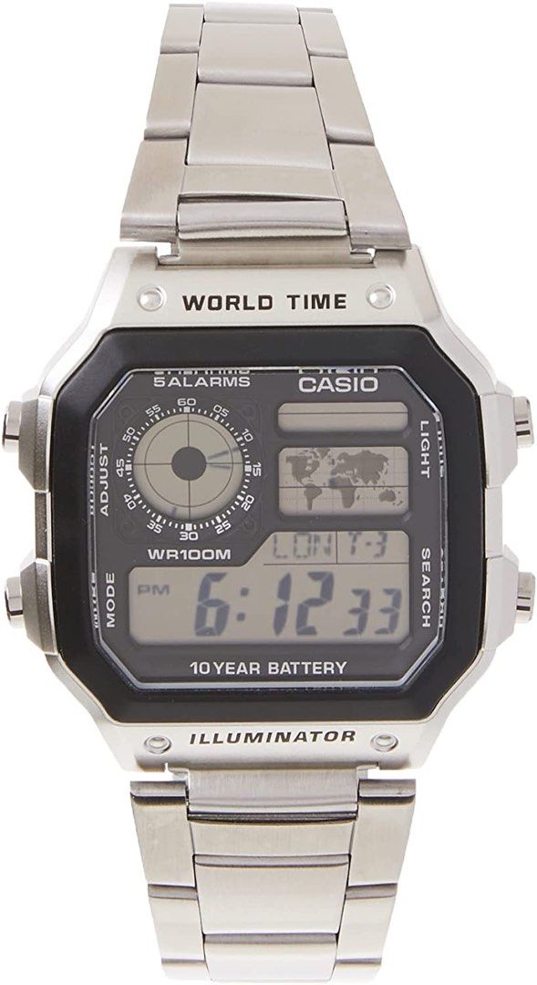 Casio Illuminator AE-1200WHD-1A Digital Quartz AE1200WHD-1A Steel Watch ...