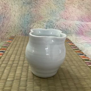 Ceramic White Succulent Clover Rim Pot Vase with Signature Markings and with Flaw as posted 3.2” x 3” inches - P50.00