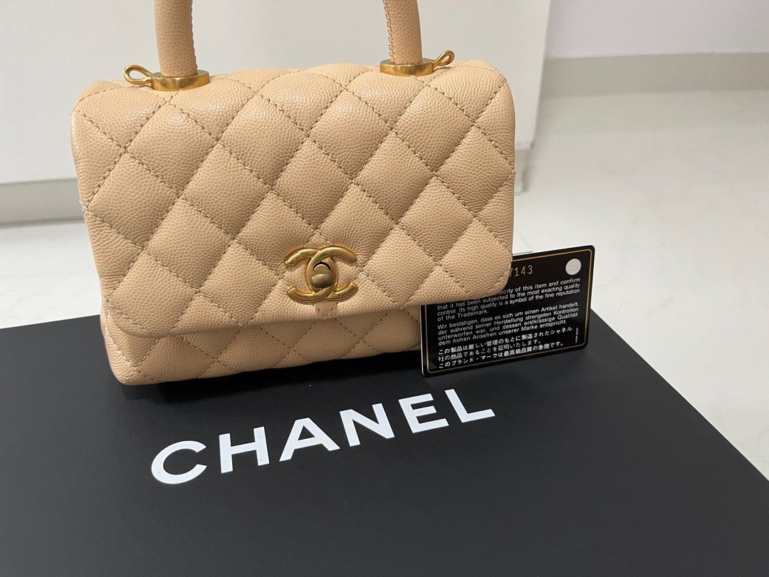 Chanel coco handle extra mini beige, Luxury, Bags & Wallets on Carousell
