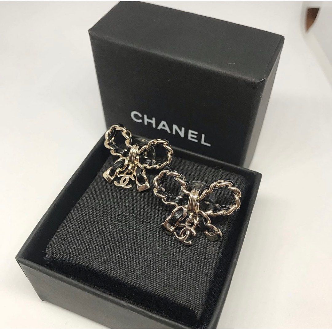 Chanel ribbon hot sale earrings