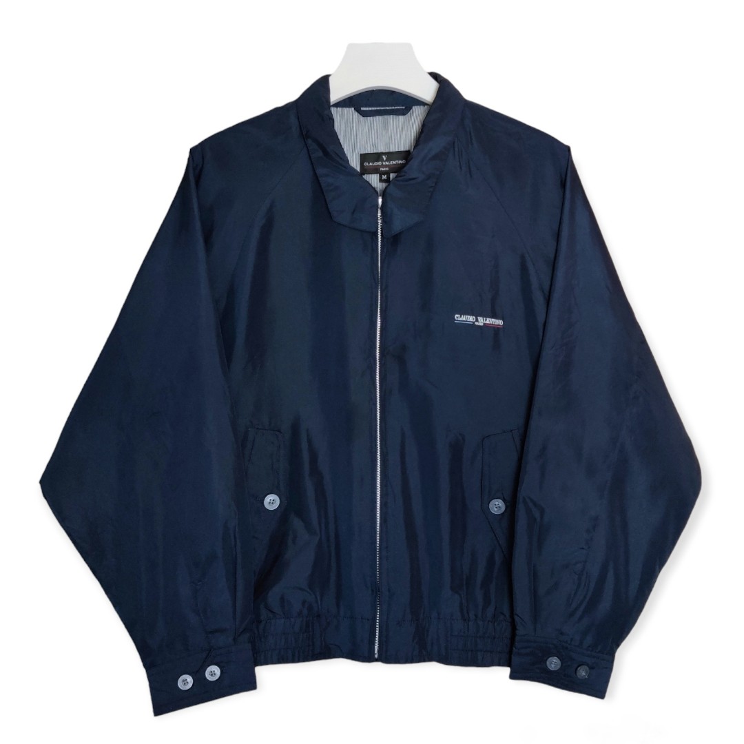 (M) CLAUDIO VALENTINO Navy Blue Harrington Jacket, Men's Fashion, Coats ...