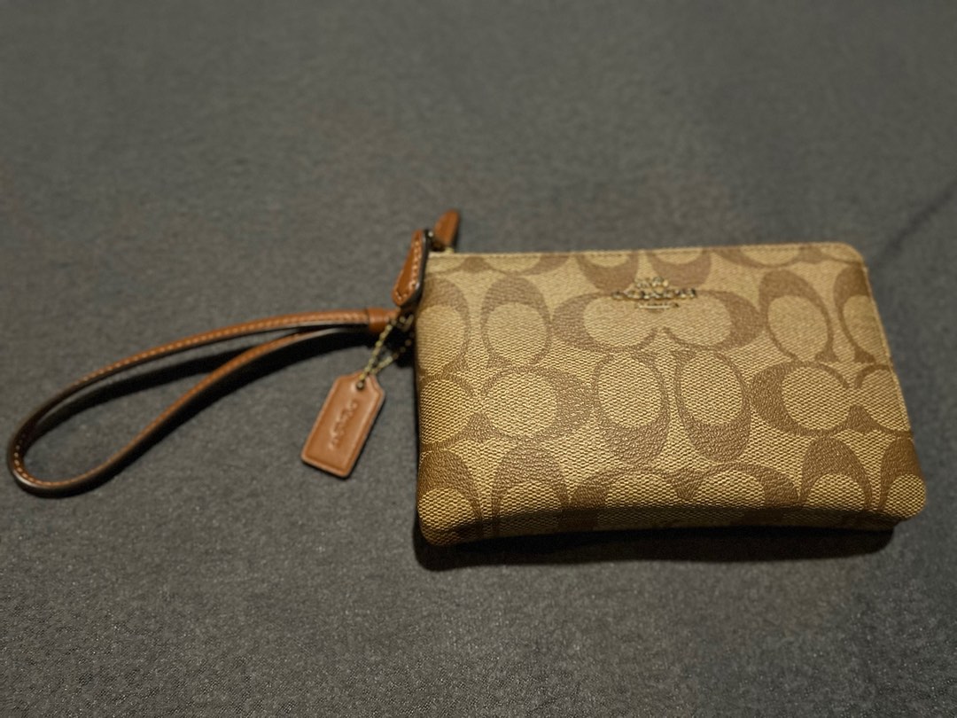 Coach double zip wristlet in signature coated canvas, Luxury, Bags