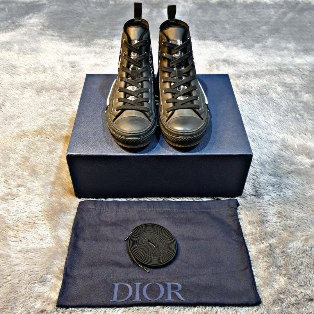 Dior Oblique High Sneakers Fesyen Pria Sepatu Sneakers di