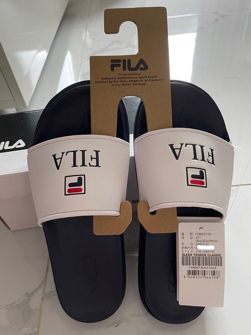 blue fila slides