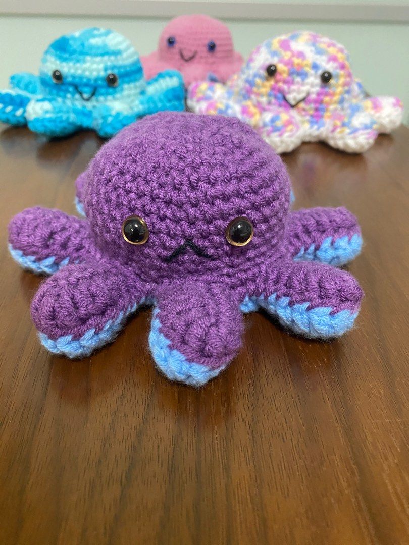 Flippable octopus crochet, Hobbies & Toys, Stationery & Craft, Handmade