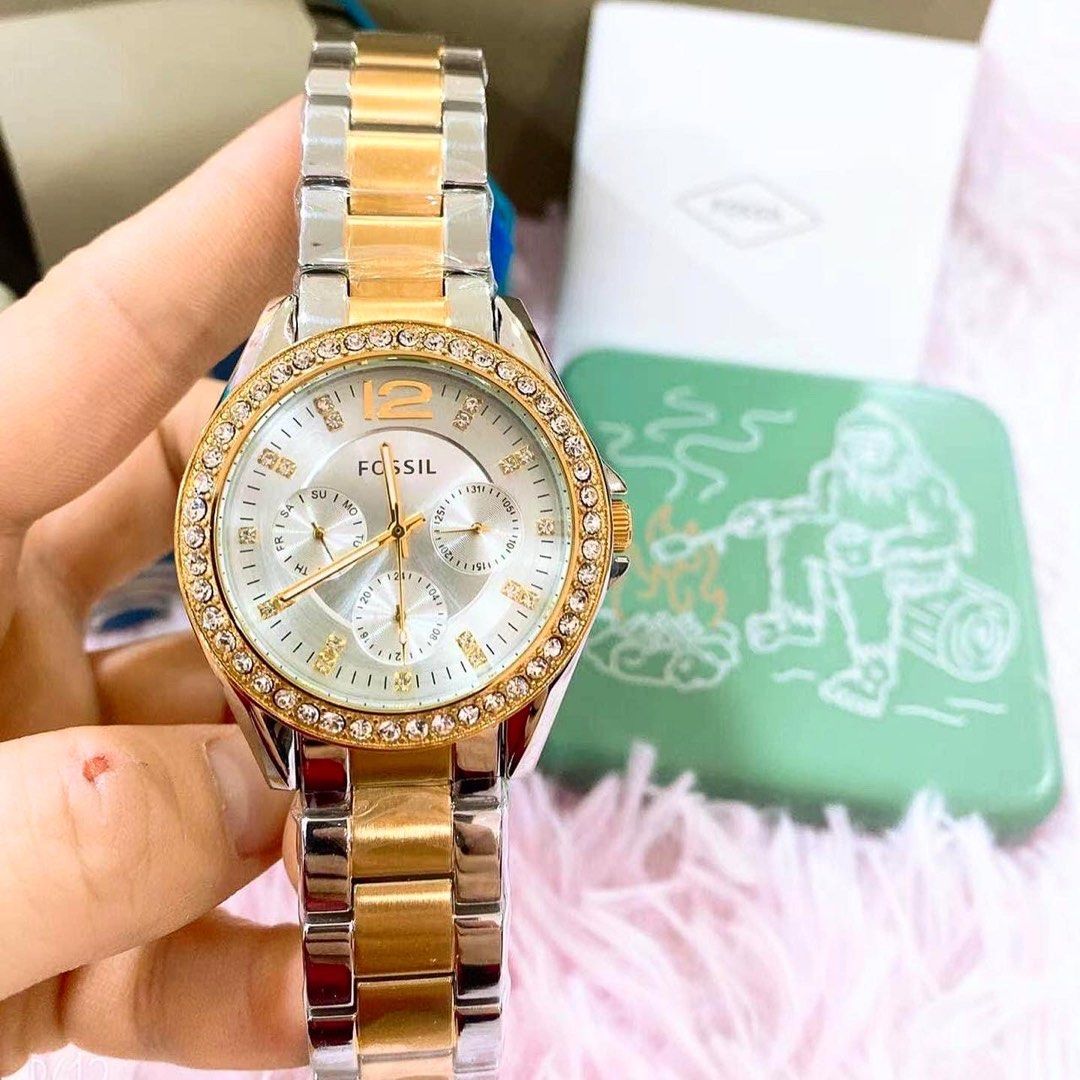 Fossil watch with stones hotsell