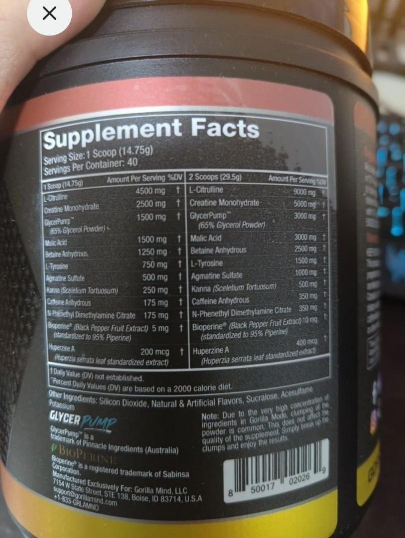 GORILLA MODE PRE WORKOUT KRUSH FLAVOUR THIS YEARS LIMITED EDITION