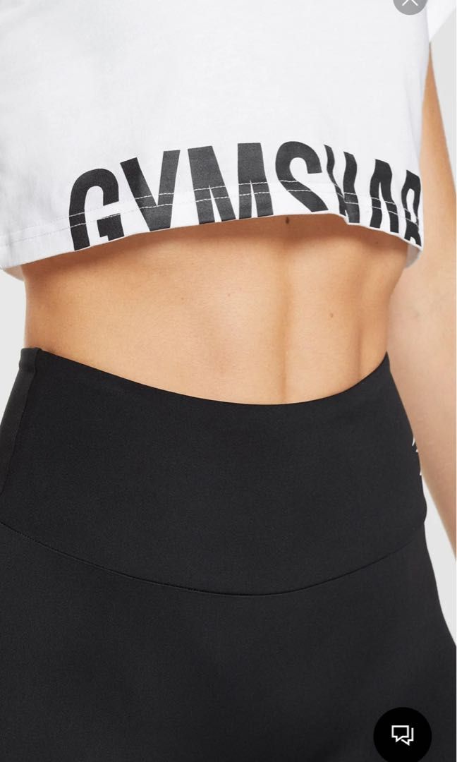 gymshark fraction crop top in white, Women's Fashion, Activewear on  Carousell