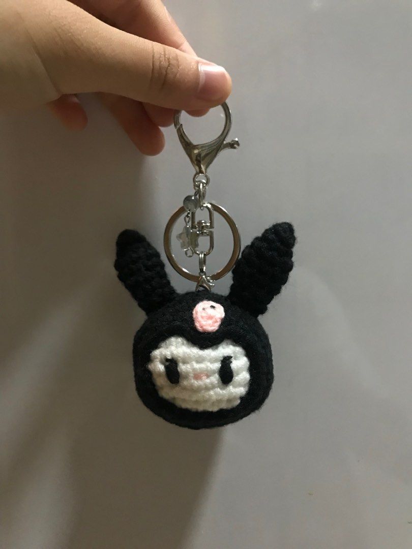 handmade crochet kuromi keychain with beads, Hobbies & Toys, Stationery