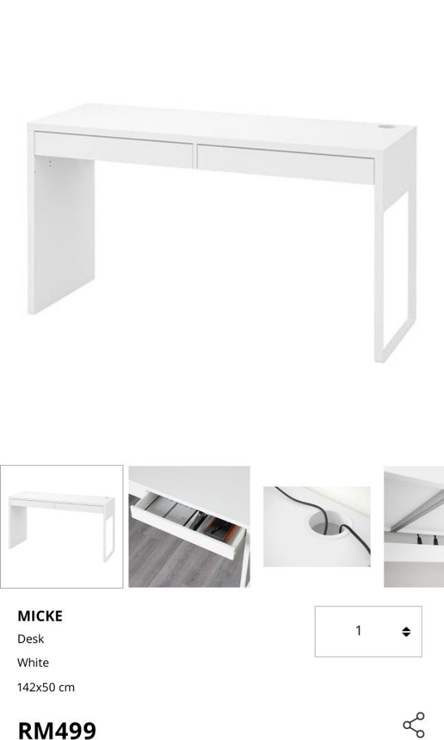 Ikea Table Micke, Furniture & Home Living, Furniture, Tables & Sets on