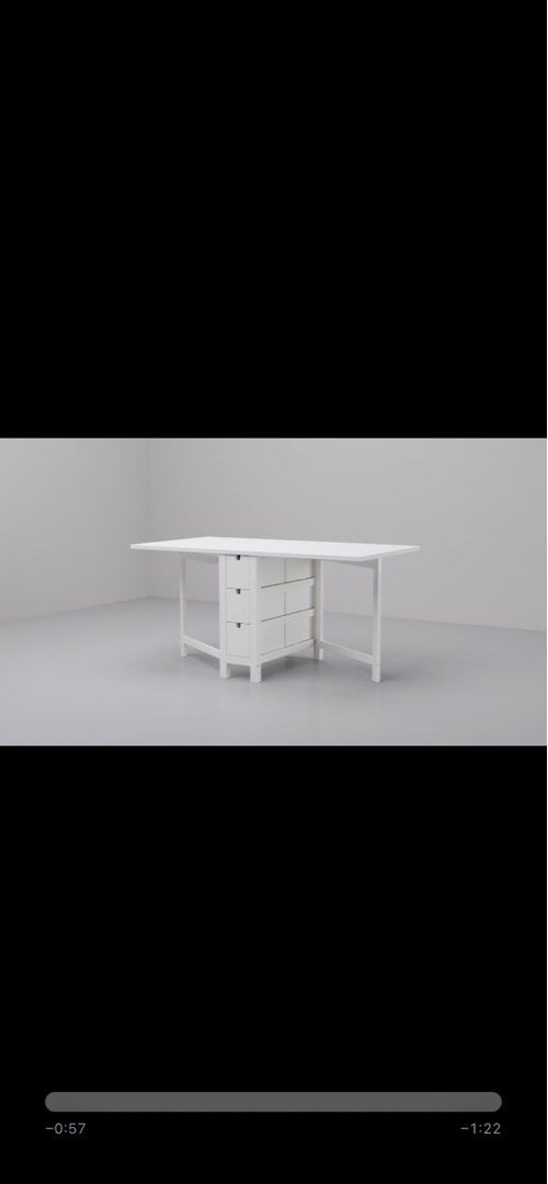 Ikea Wooden folding Table with drawers, Furniture & Home Living