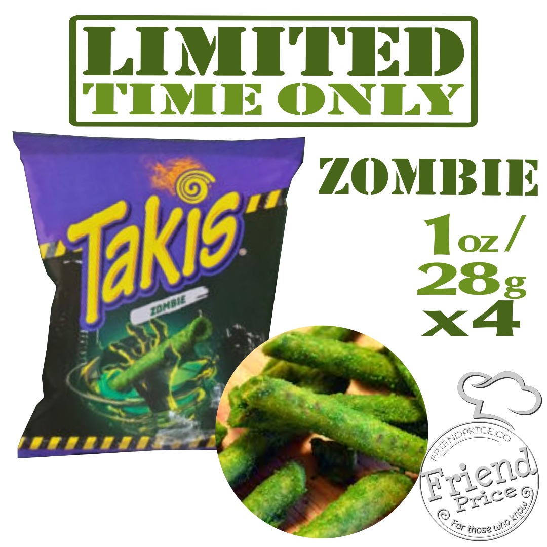 Limited Time Only Takis Zombie 1 oz x 4 packets (Habanero & Cucumber Flavor) Best Before 25