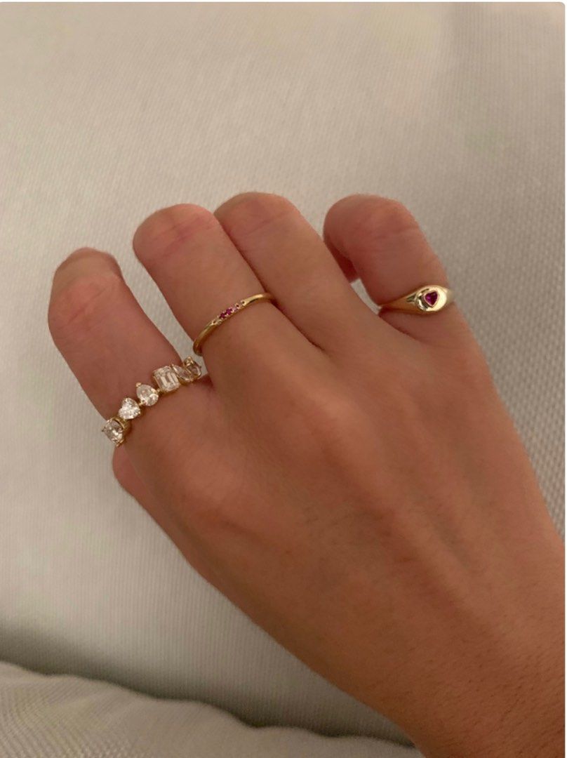 LNIB Stone and Strand 10k solid gold baby heart ring, Women's