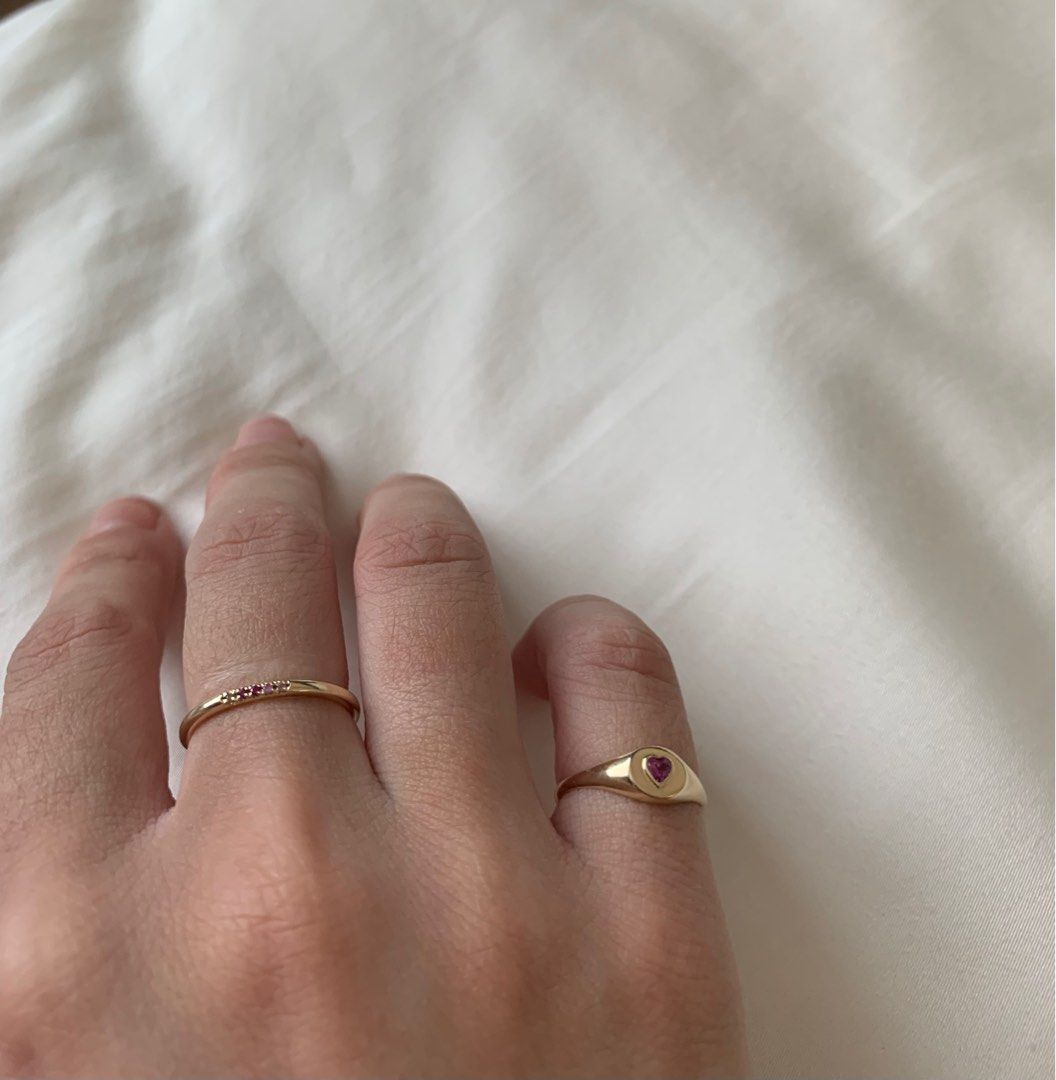 LNIB Stone and Strand 10k solid gold baby heart ring, Women's