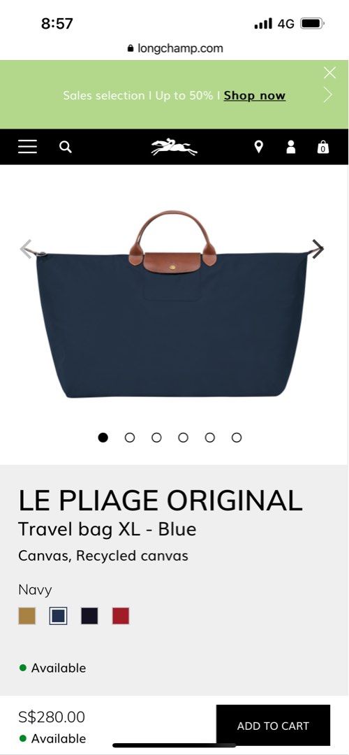 Longchamp XL Le Pliage Original Travel Bag on SALE