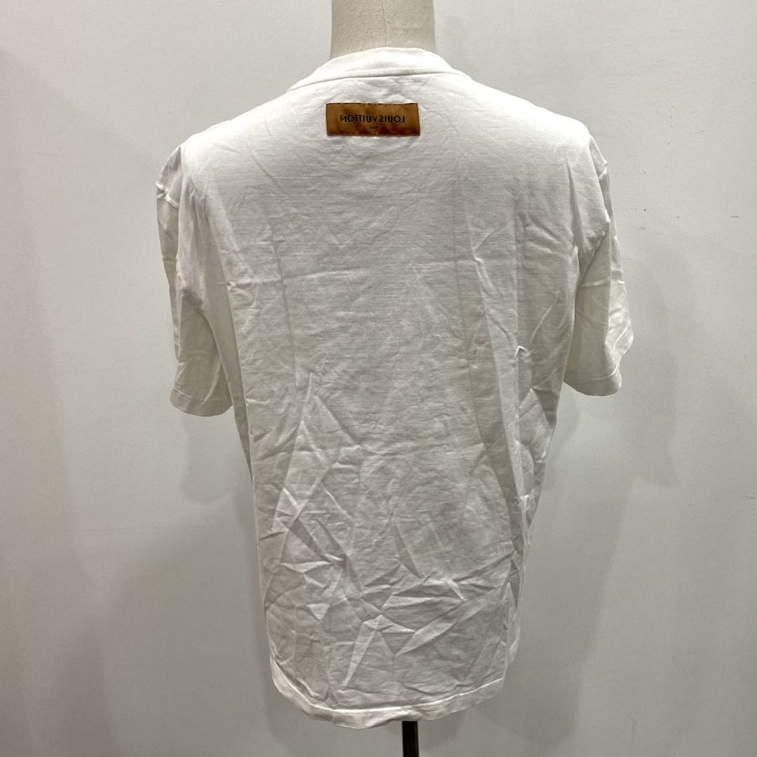 LOUIS VUITTON 1854 WHITE HANDLE WITH CARE EMBROIDERED T SHIRT