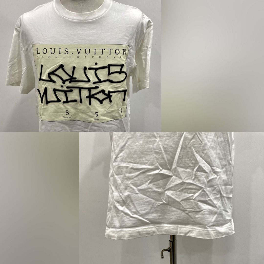 LOUIS VUITTON 1854 WHITE HANDLE WITH CARE EMBROIDERED T SHIRT 227031464 EK