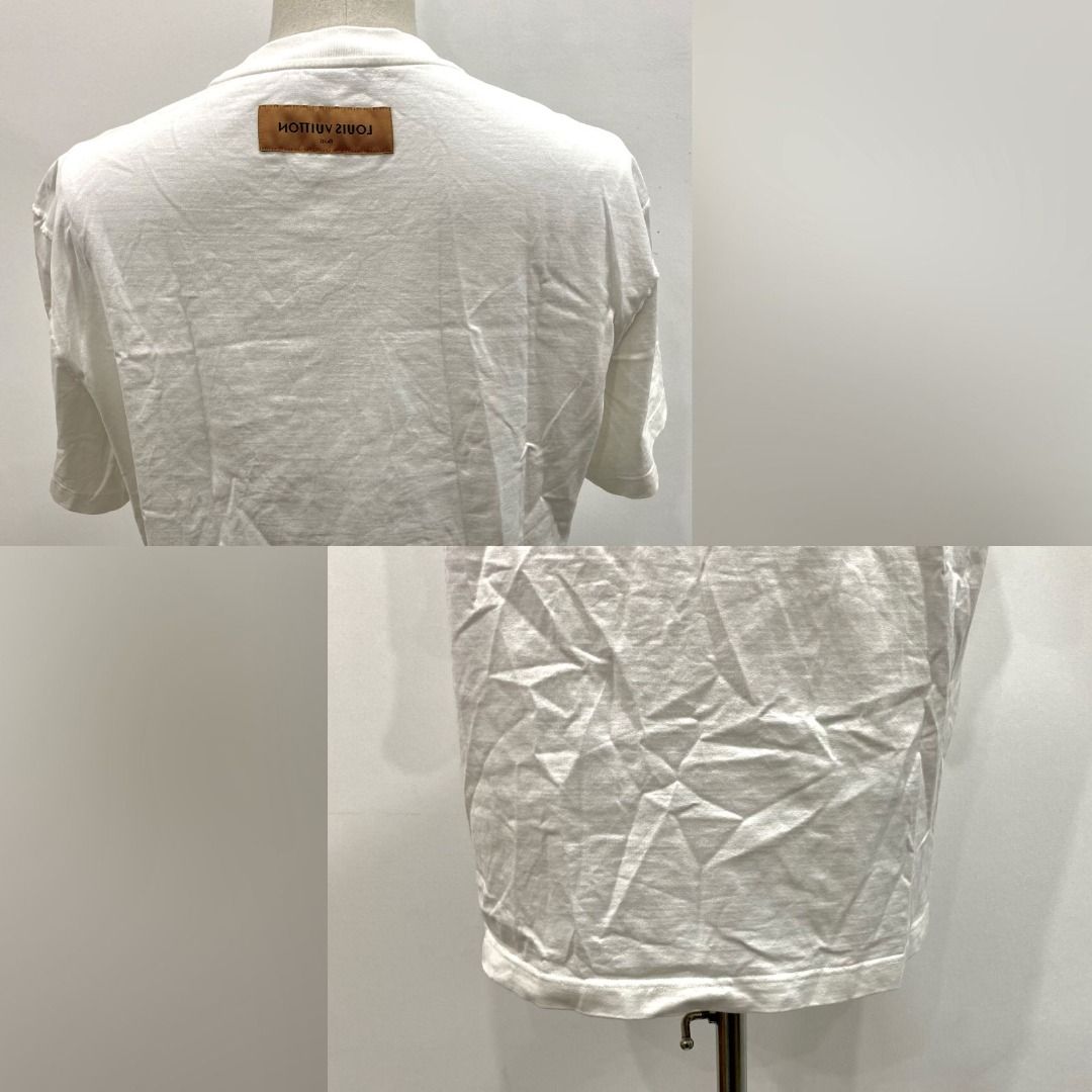 LOUIS VUITTON 1854 WHITE HANDLE WITH CARE EMBROIDERED T SHIRT