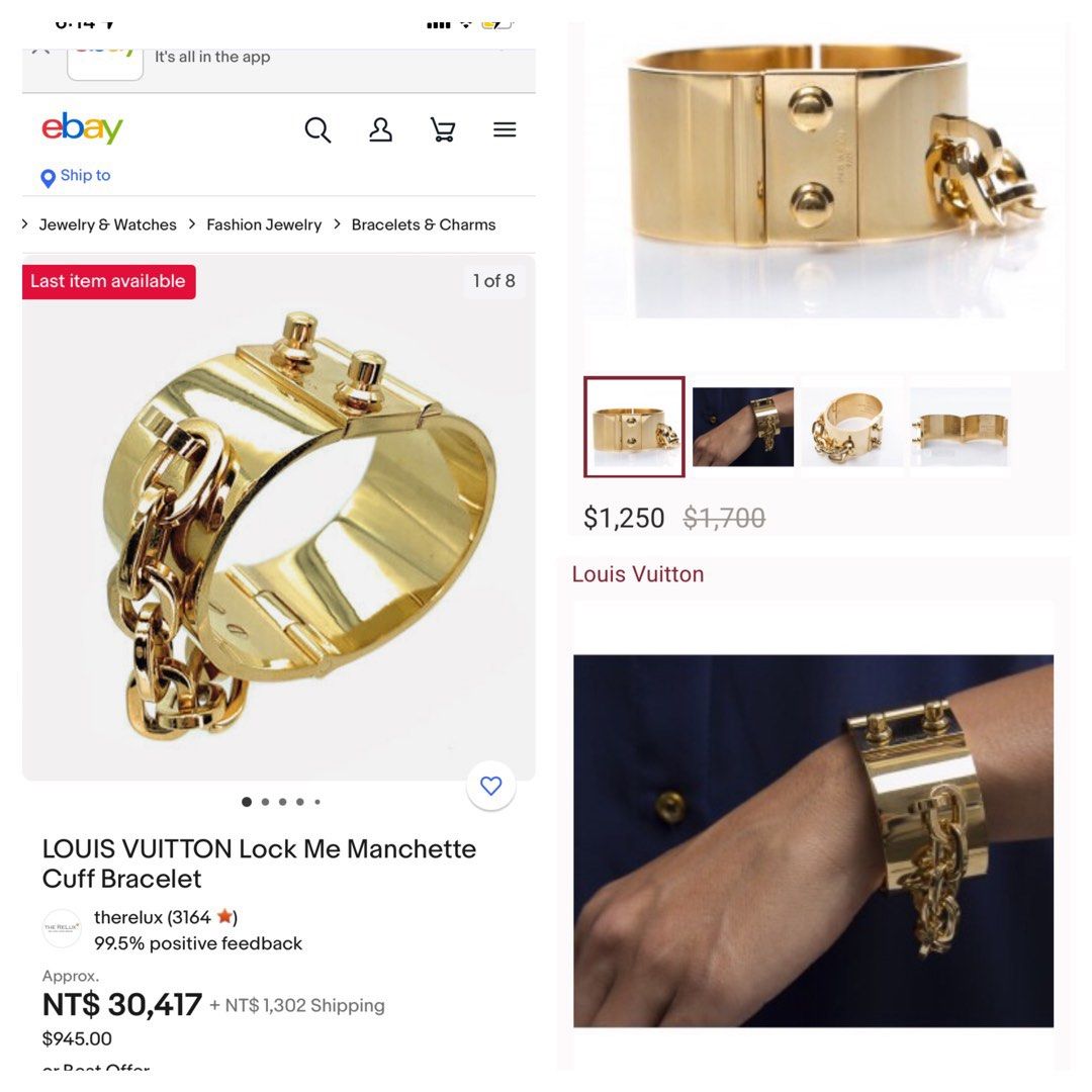 Louis Vuitton, Jewelry, Louis Vuitton Gold Lock Me Manchette Bracelet