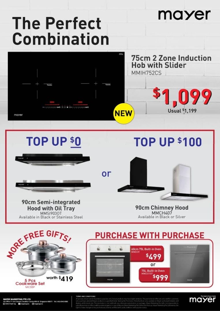 Mayer Hood and hob // Chimney hood and induction hob with oven package