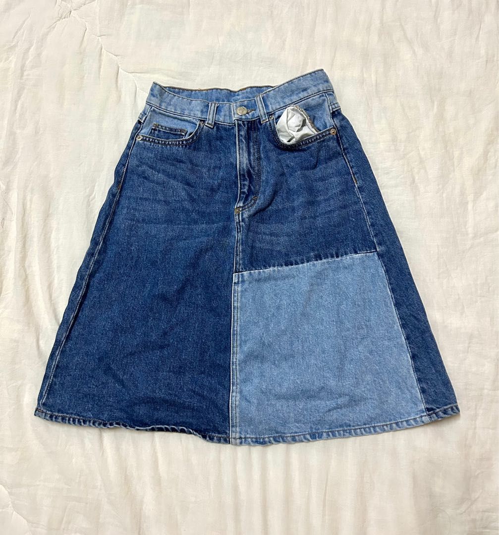 Monki a line denim skirt top