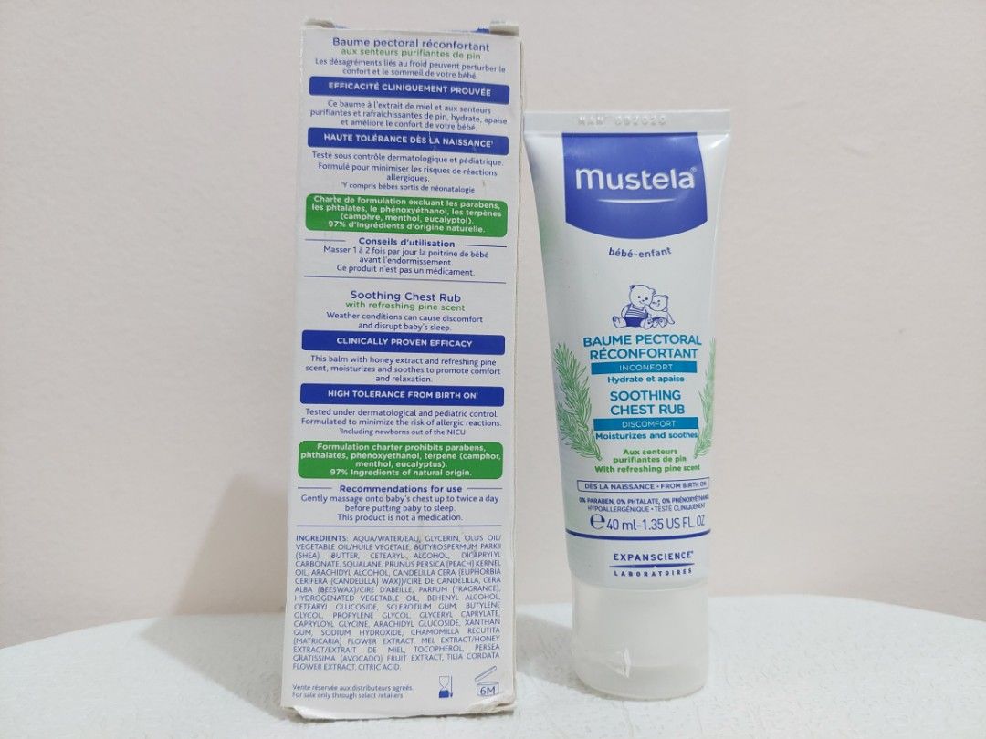 Mustela Soothing Chest Rub 40ml, Babies & Kids, Bathing & Changing
