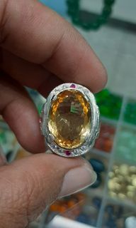 Natural Citrine ring silver handmade