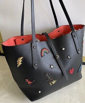Coach market tote with souvenir embroidery shop