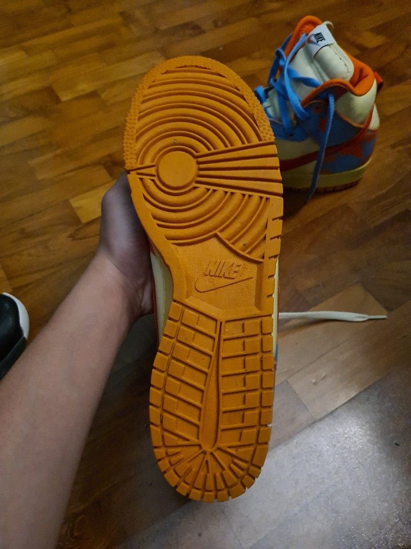 nike dunk high acid wash on feet