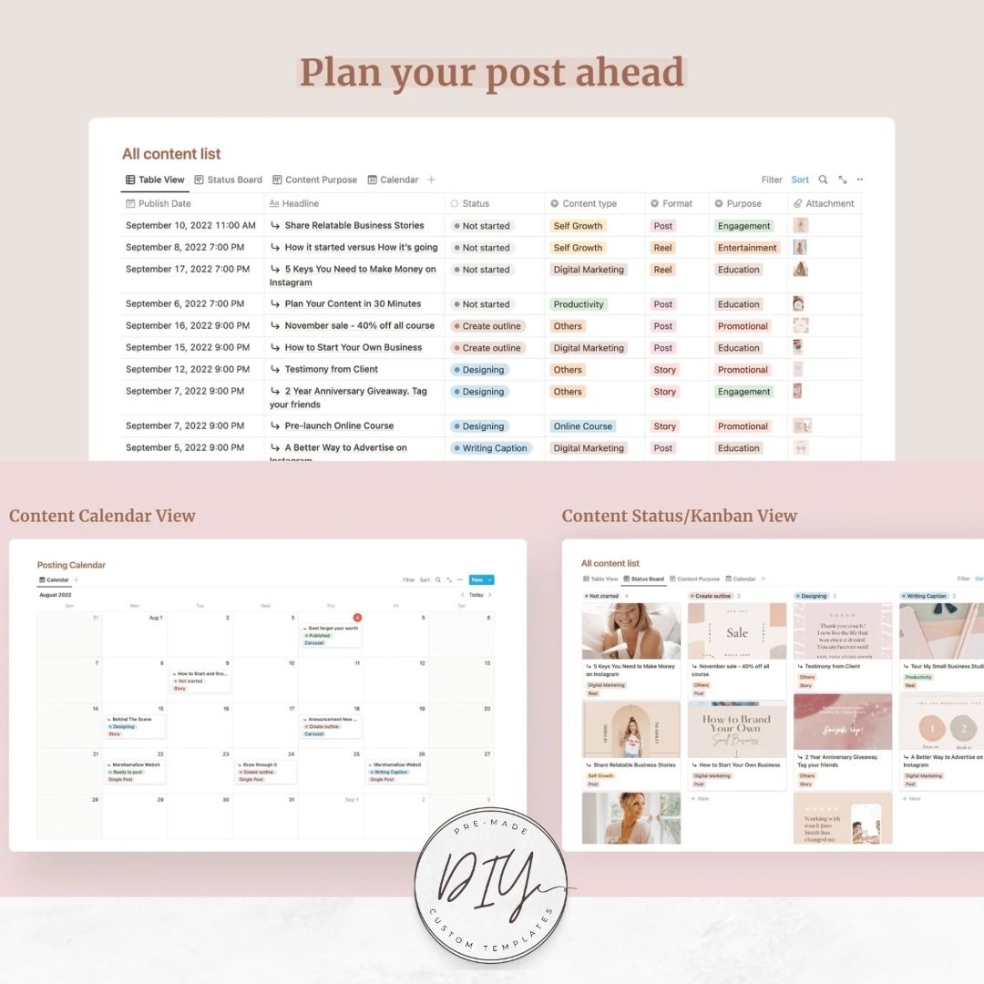 Notion Template Instagram Content Planner, Notion Social Media Planner ...