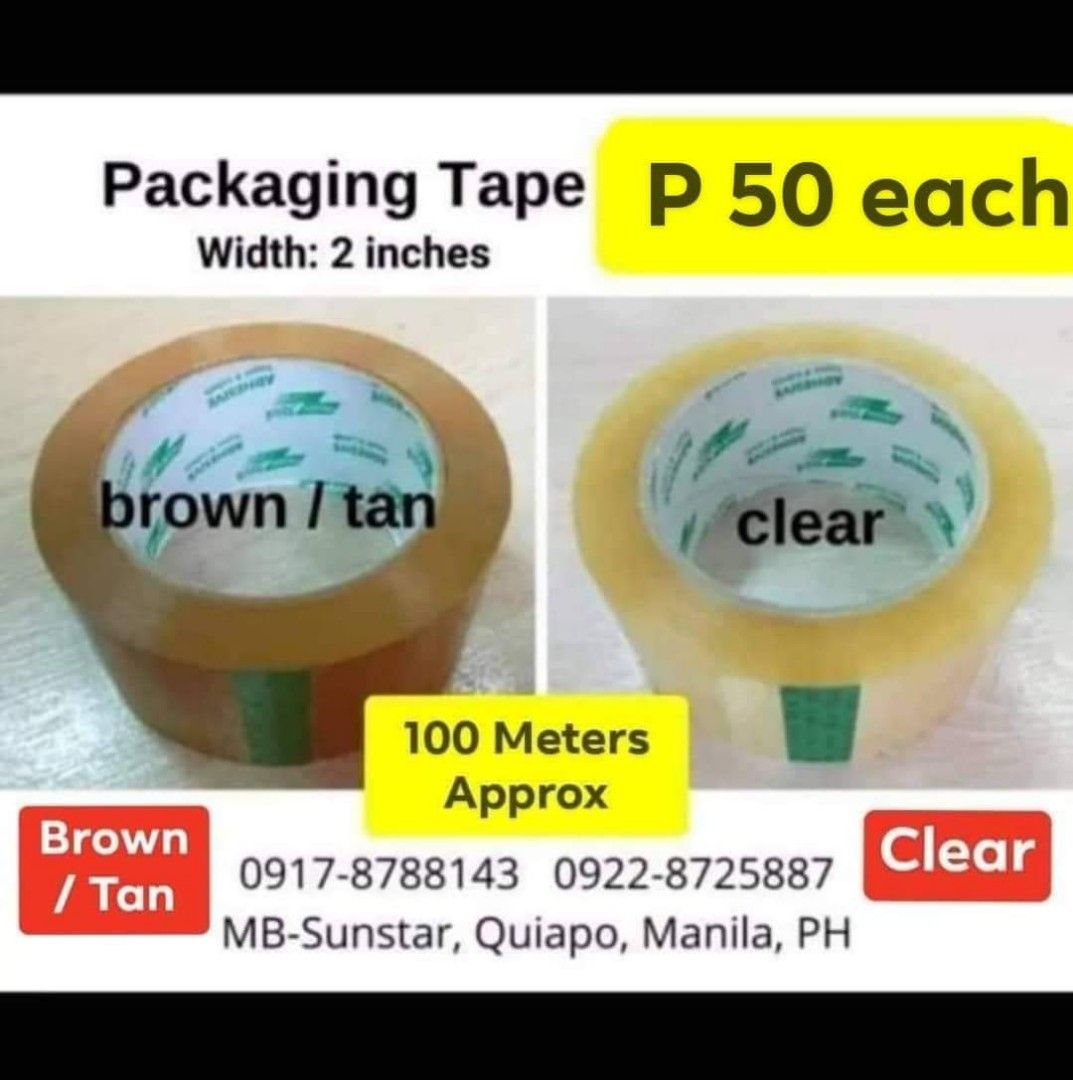 PACKAGING TAPE BROWN TAN CLEAR TRANSPARENT YELLOW SEAL PACKING office
