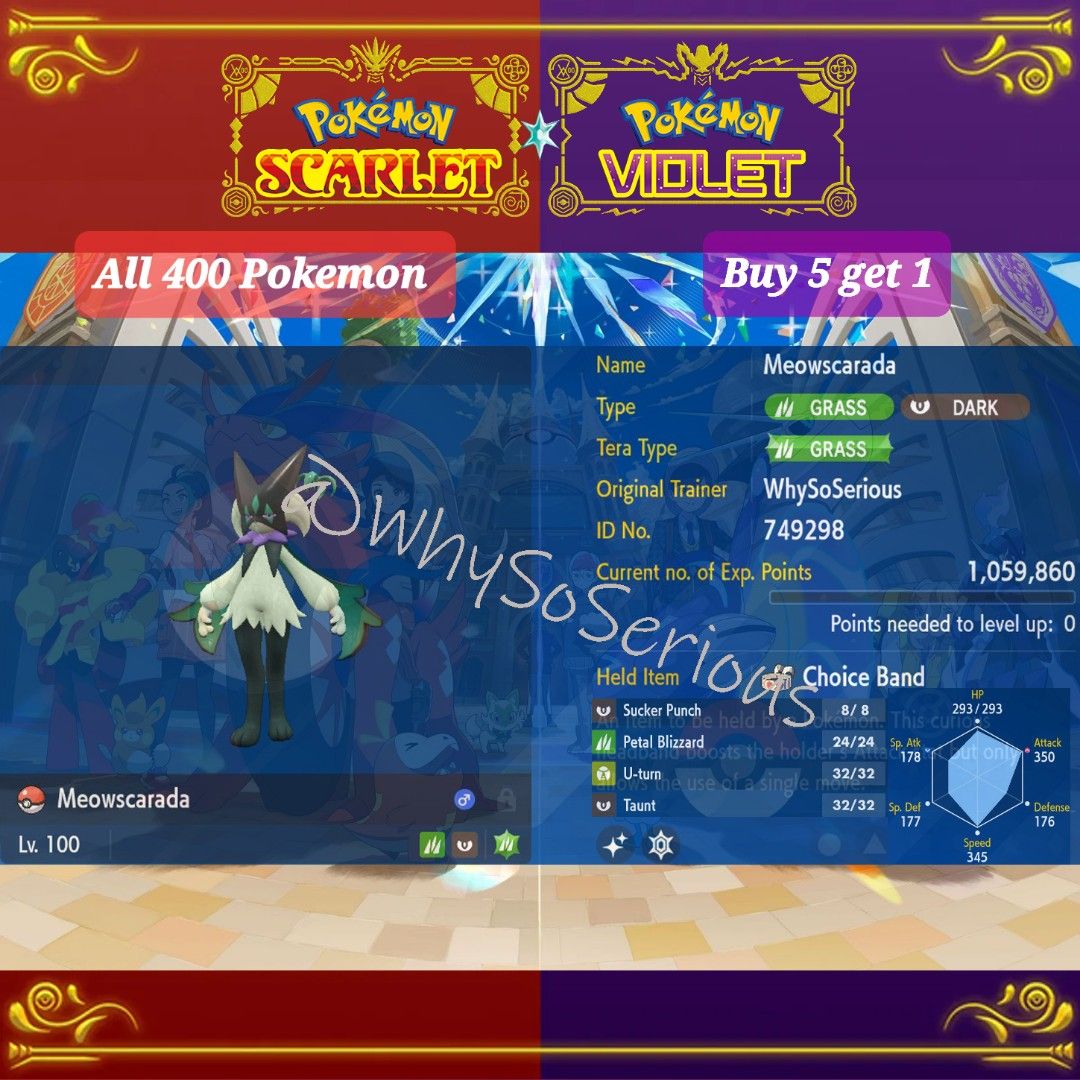 Shiny Meowscarada / Pokémon Scarlet and Violet / 6IV Pokemon