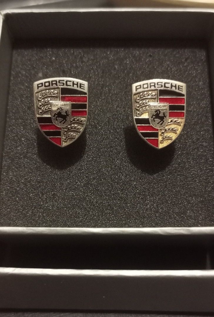 Porsche Design gold cufflinks - AUTHENTIC GERMAN-MADE! (Category: Cuff Links) located in Quezon City. Submitted by svami (Listing ID 1199439884, Image 1). Description: Purchased in 2010 from the authorized Porsche dealership in Perth, Australia. No longer in production! Almost ₱5,000 new. Needs cleaning with a metal cleaning solution (available at hardware stores)..