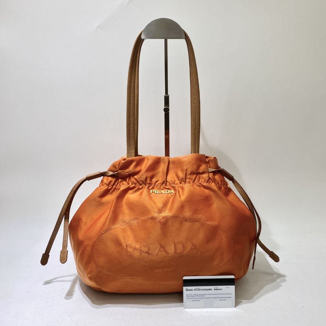 Bucket Bag Prada Papaya Bag PRADA BR4406 ORANGE JACQUARD NYLON