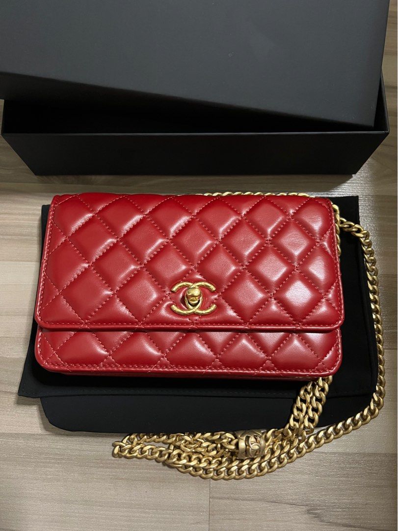 Red) Chanel Woc With Adjustable Strap, Luxury, Bags & Wallets On Carousell