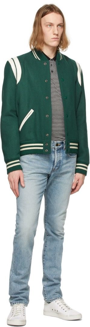 Saint Laurent teddy bomber jacket forest green ysl size 50