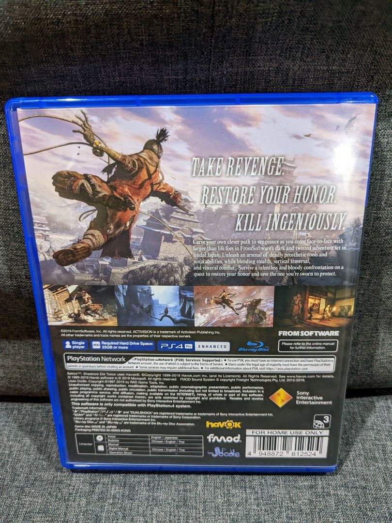 Sekiro PS4 Game / Playstation 4 Game / Sekiro Shadows Die Twice, Video ...