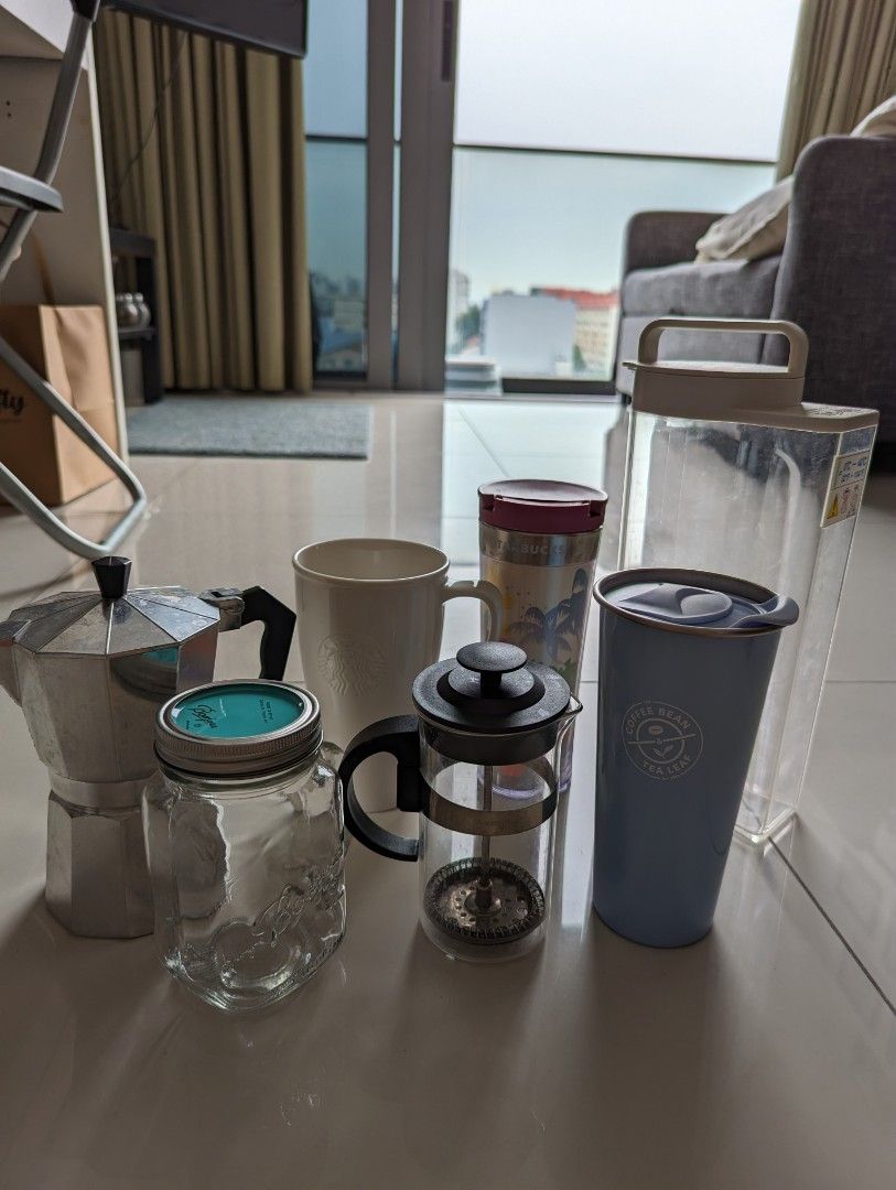 Starbucks and coffee bean tumbler mug moka pot french press