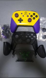 Switch Pro controller with custom rubber grip and shell also comes with original shell, grip, buttons, and thumbsicks