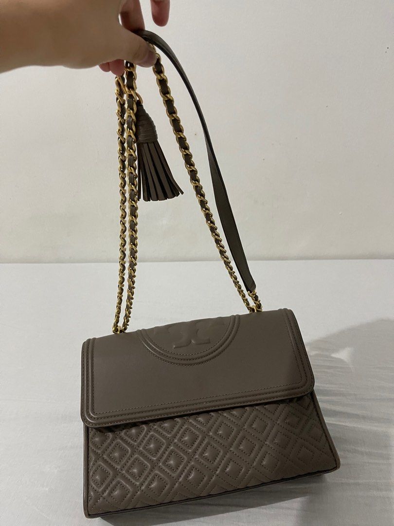 Tory Burch Fleming Convertible size 27 silver maple