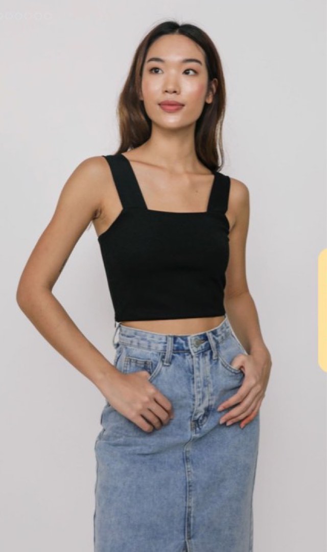 Basic Hand Top TTR Abby Basic Crop Top (black), Women's Fashion, Tops, Sleeveless on ...