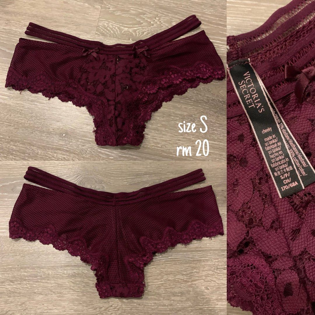 Victoria's Secret Panty Panties Thong Forever 21 Lace Black Grey Red Maroon  Marroon