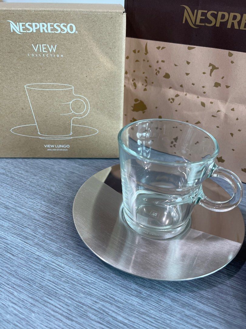 2x NEW Nespresso LUME ESPRESSO CUP & SAUCER 3 oz. Mug Glass Coffee Capsule  Latte 