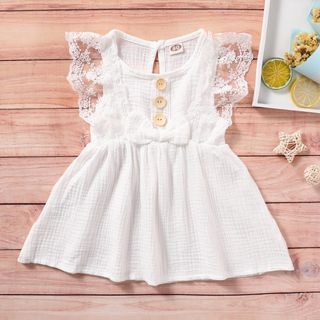 white Laced sleeveless summer dress for infant