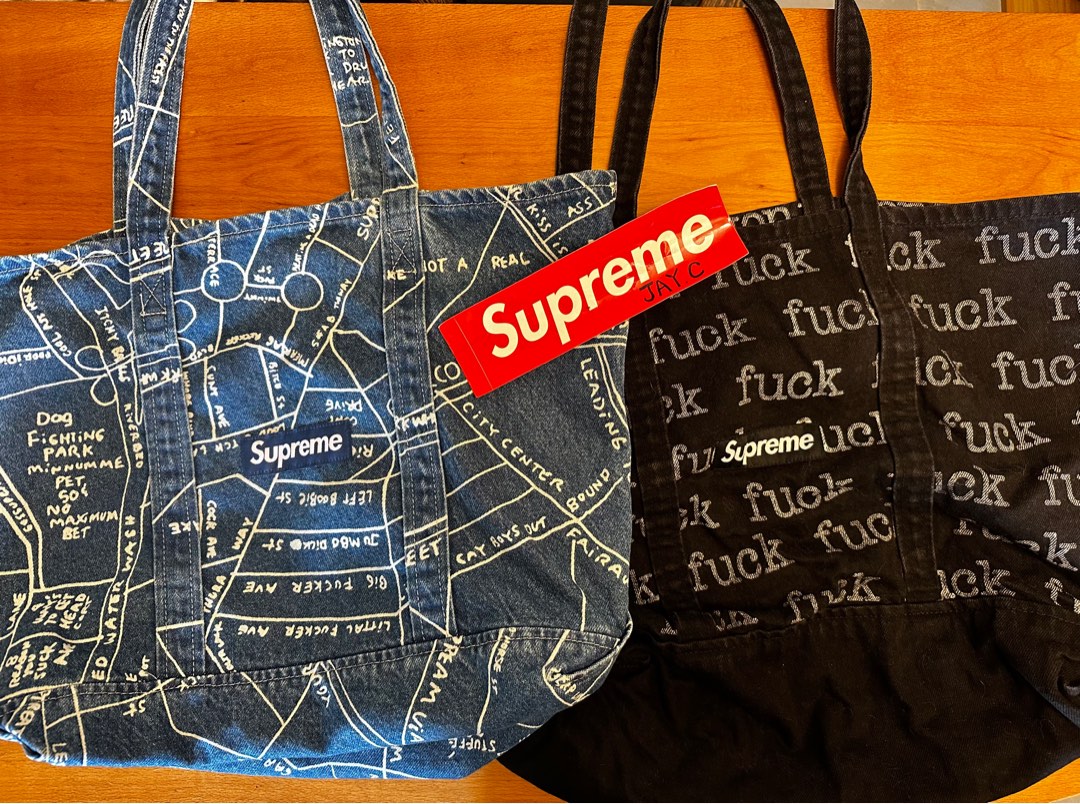 WTS: Supreme “FUCK” Tote Bag / Gonz Map Black / Denim Blue