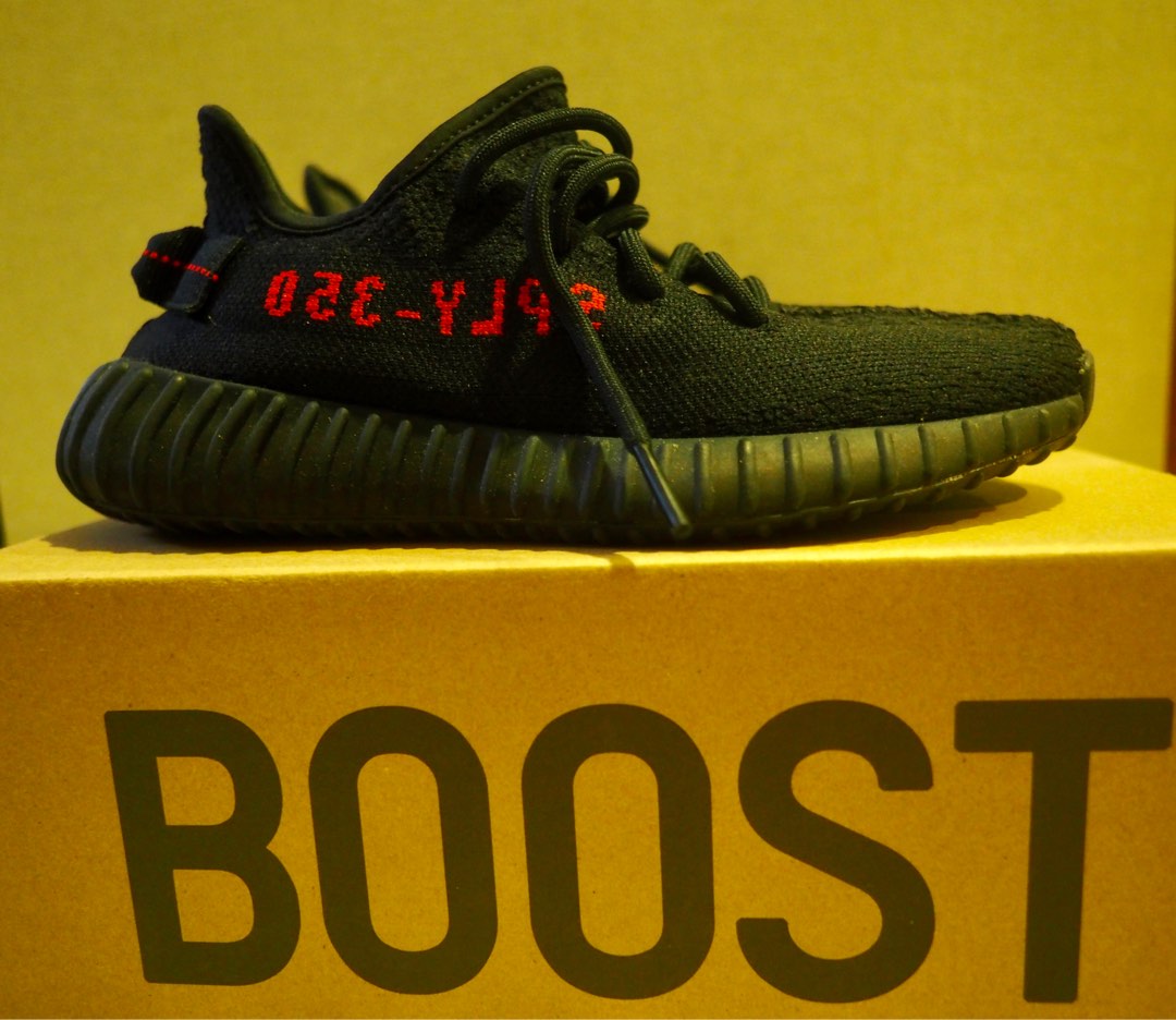 Yeezy Boost 350V2 black red, Men's Fashion, Footwear, Sneakers on Carousell